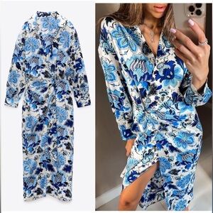ZARA Floral Printed MIDI Wrap Dress